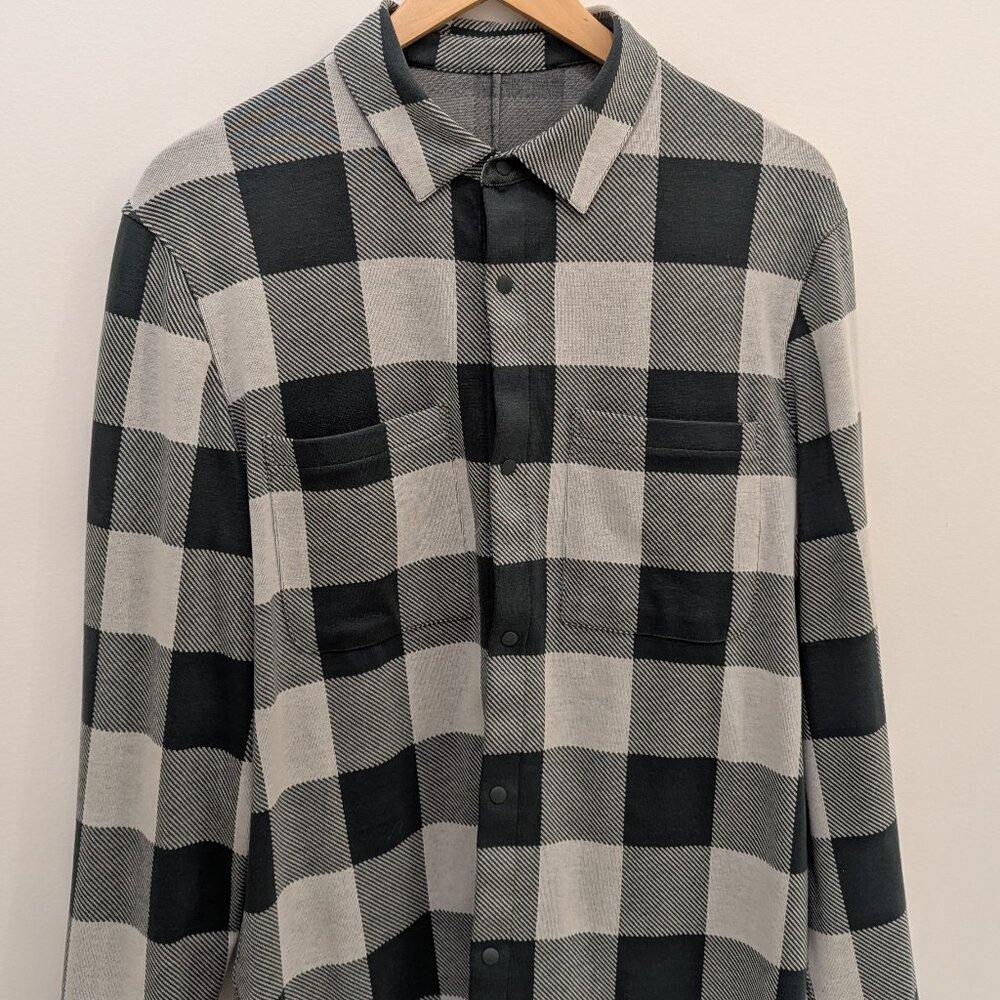 Lululemon Men's/Unisex Soft Knit Overshirt in Checked Gray Plaid